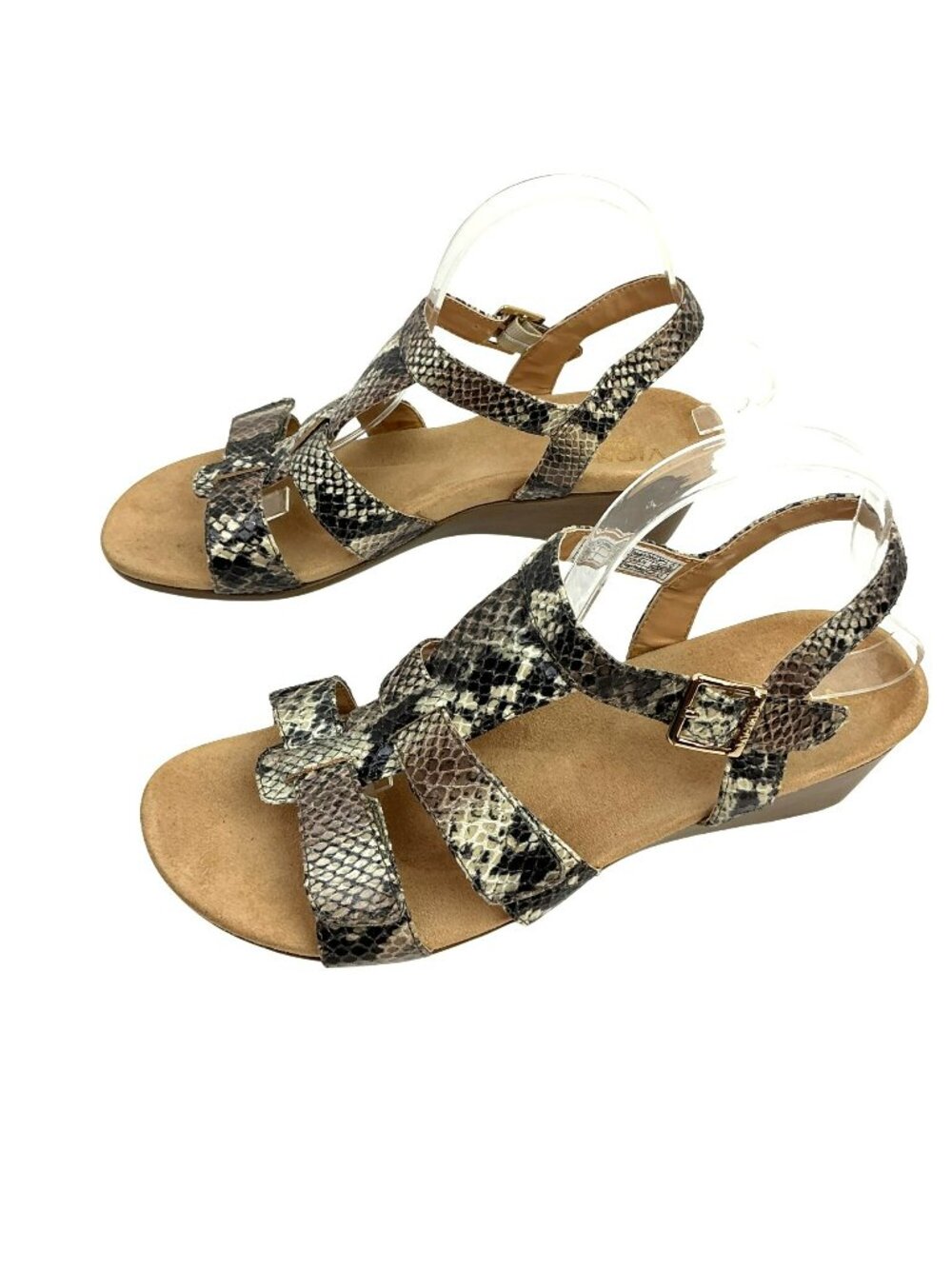 Vionic Glenda Snakeskin Print Slingback Wedge Sandals With Orthaheel Technology